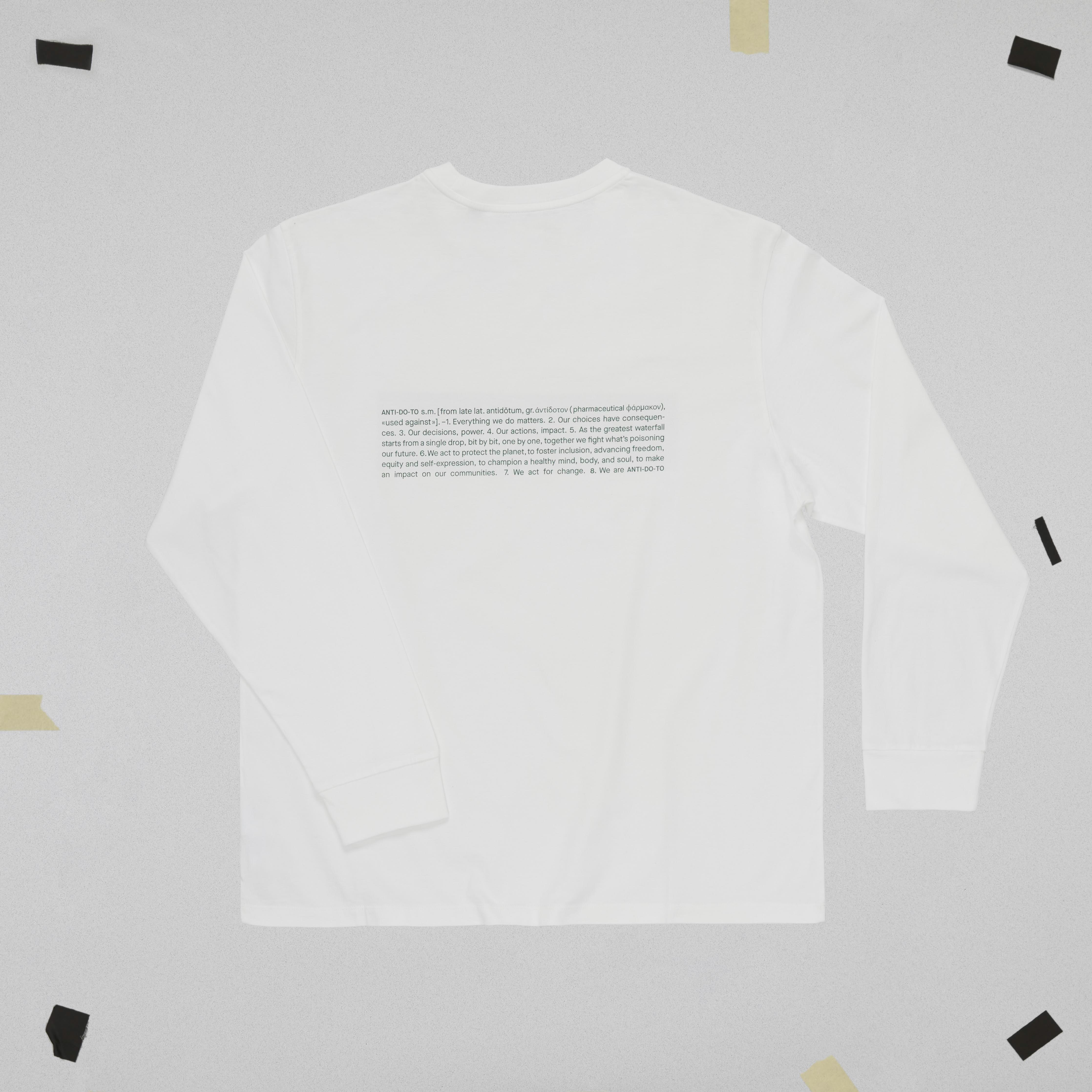 MANIFESTO LONG SLEEVE T-SHIRT STILL LIFE BACK